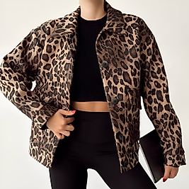 Leopar Desenli Bomber Ceket