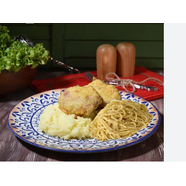 Püreli Kadınbudu Köfte + Makarna.........Kadın budu köftenin yan ınada makarnamı olurmuş demeyin siz deneyın bakı n ne harika olmuş....