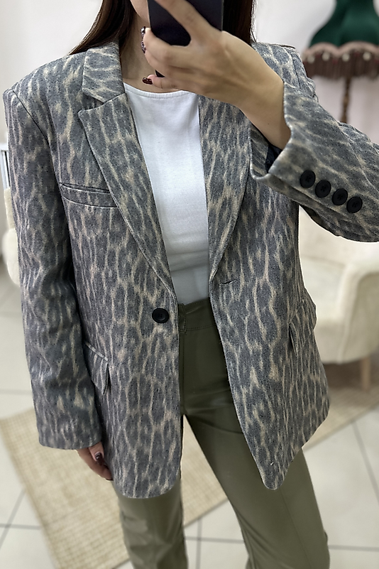 Premium Soft Leopar Kaşe Ceket
