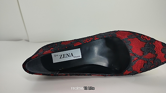 Saten dantel detaylı kırmızı abiye ayakkabı