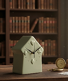 Krem Renkli Ev Formlu Masa Saati MS024