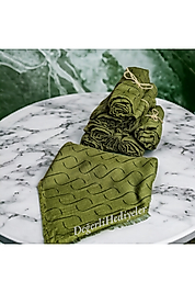 YEŞİL Flamlı Kare Desenli Başörtü Şık ve Lüks Modelde Eşarp 