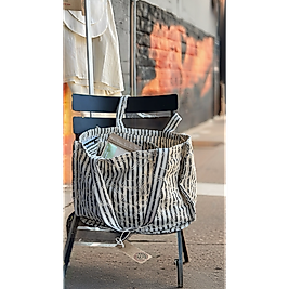 Alışveriş Çantası Lacivert Beyaz Nakışlı