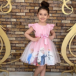 Frozen Temalı Pembe Elsa Prenses Kostümü