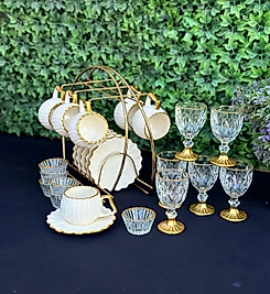 25 parça Gold Papatya Kahve Sunum Seti