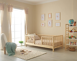 Nova - Natural Orta Kapılı Yuvarlak Çıtalı Karyola