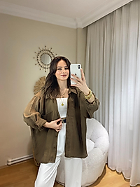 PREMİUM SERİ BASİC OVERSİZE TENSEL GÖMLEK KAHVE