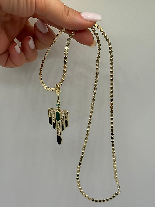 Xuping VIP Çelik Taşlı Geometrik Sallantı Kolye – 14K Altın Renk