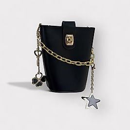 Tiny Siyah Charmlı Omuz Çantası