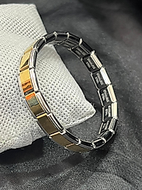 Gümüş ve gold karışık renk çelik İtalyan bileklik