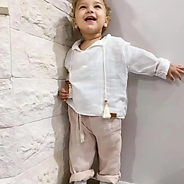 Ünisex Müslin Salas Takım Vizon Beyaz