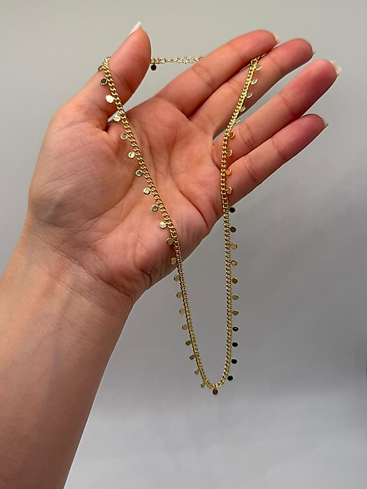 Xuping VIP Çelik Pullu Detaylı 14K Altın Renk Kolye