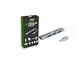 Ultra Slim 4 Port Type-C 3.1 to USB 3.0 Hub Çoklayıcı - Çoğaltıcı (Metal)