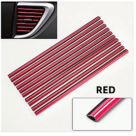 ( 10 X ADET ) 1 SET 20CM KIRMIZI ARAÇ KALORİFER&KLİMA ÇIKIŞ IZGARA DEKORASYON ŞERİT&KAPI KENAR KORUYUCU
