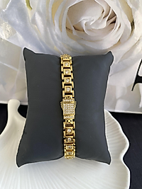 Zarif Kare kesim tek taşlı 14k renk Gurmet bileklik