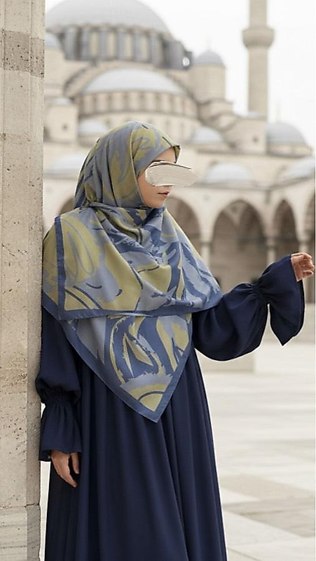 Amine Desen Büyük Boy Pamuklu Soft Eşarp Yağ Yeşili