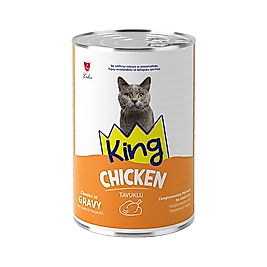 King Sos İçerisinde Et Parçacıklı Tavuk Etli Yetişkin Kedi Konservesi (400 g)