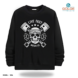 Motorcu Model Bisiklet Yaka Erkek kadın Slimfit Sweatshirt
