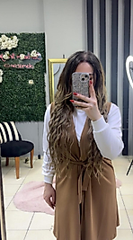 CEKET YAKA CEP&KUŞAK DETAYLI KOLSUZ