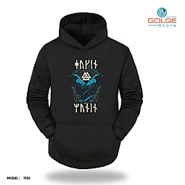 Viking Sembolü Slimfit Kapüşönlu Hoodie Erkek kadın Sweatshirt