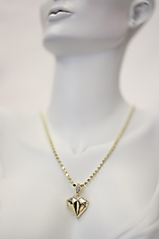 Gold Kalp Kabartmalı Ezme Zincir 30cm Kolye