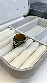 925 AYAR KAPLAN GÖZÜ GÜMÜŞ ERKEK YÜZÜK