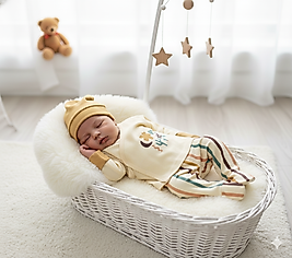 3 Parça Bitki Desenli Zıbın Takımı(Alt, Üst, Şapka)