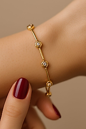 14K Altın Zirkon Taşlı İnce VIP Bileklik