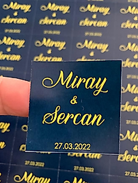 Lacivert Kare Çikolatalara Uygun Sticker Kişiye Özel Etiket