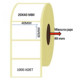 20X40 MM TERMAL ETİKET 1000 Lİ SARIM