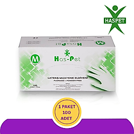 Haspet Lateks Pudrasız Muayene Eldiveni (M) 100'lü