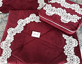 Fransız Dantelli 2 li Set- Bordo