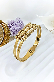 Dorika Boncuklu Kaburga Model Gold Renk Çelik Kelepçe 6 cm Çap