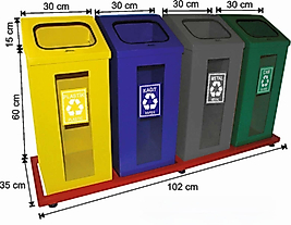 4 BÖLMELİ ŞEFFAF KIRILMAZ CAMLI BOYALI GERİ DÖNÜŞÜM SETİ ( KDV DAHİL )