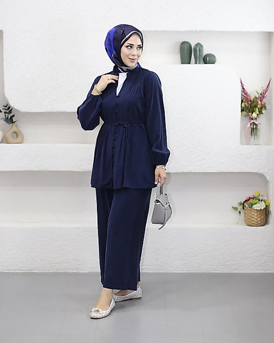 Tensel Kumaş Gömlek Takim Lacivert Renk