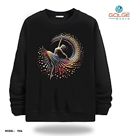 Dans Eden Kadın Modeli Bisiklet Yaka Erkek kadın Slimfit Sweatshirt