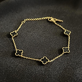 Cleef Model Mini Yoncalı Gold Çelik Bileklik