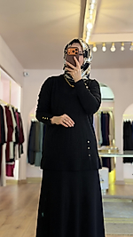 Hâbel Desenli Etekli Siyah