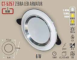 CATA CT-5257 6 WATT ZEBRA LED SPOT BEYAZ KROM KASA 3 RENK