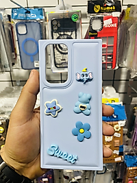 Samsung Galaxy S22 Ultra 3D Ayıcık Kabartmalı Telefon Kılıfı Bebek Mavisi
