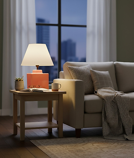 Küp Formunda Kırmızı Abajur  AB049