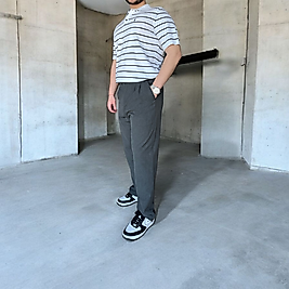 Baggy Koyu Gri Kumaş Pantolon