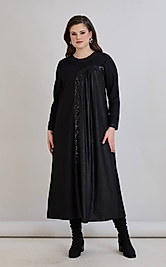 pul detaylı salaş kumaş elbise