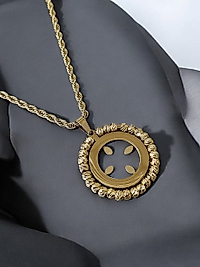 Jade'm Gold Paslanmaz Çelik Çeyrekli Kolye