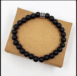 8 MM SİYAH CAM  MAT ONİKS BİLEKLİK