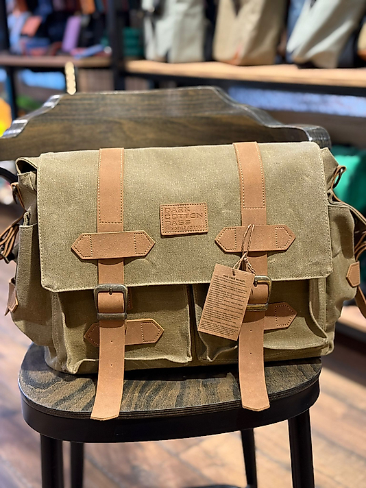 Vintage Su Geçirmez Mumlu Kanvas Unisex PC Bölmeli Günlük Okul Gezi  Postacı Omuz Çantası