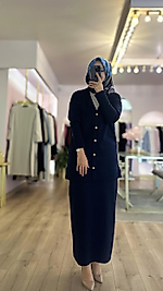 Hâbel Etek Hırka Takım Lacivert