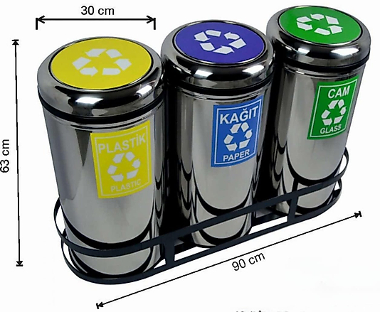 81 LT GERİ DÖNÜŞÜM SETİ DÖNER KAPAKLI PASLANMAZ ( KDV DAHİL )