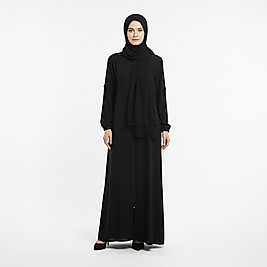 Kendinden Şallı Namaz Elbisesi Siyah