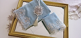Fransız Dantelli 3 lü Havlu Set- Mint